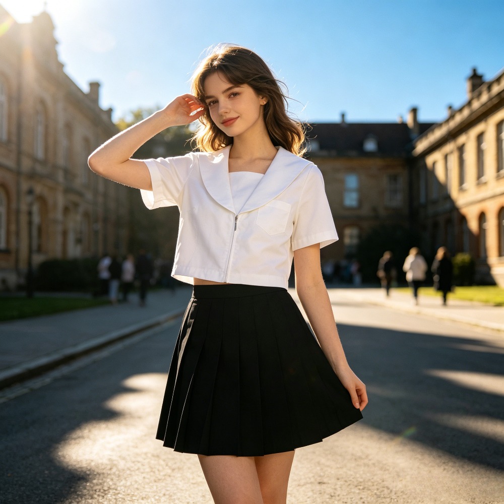 Cosplay Anime Basic - White Sailor JK School Uniform Shirt,