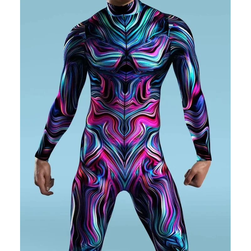 Anime Cosplay Drawing - ❤2026✚Cosplay Hombre Jumpsuit Cool Colored Drawing