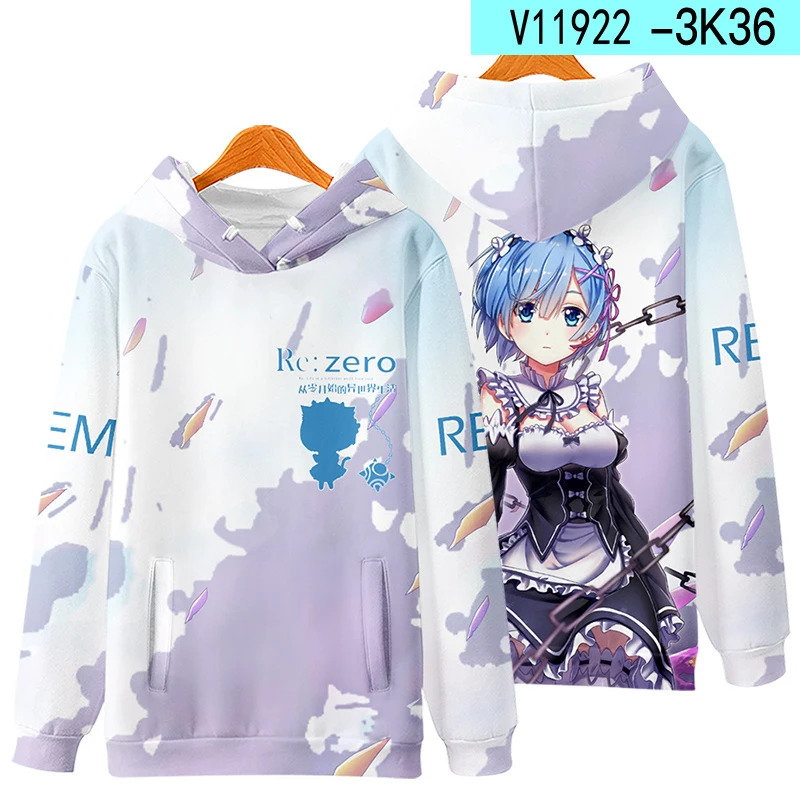 Cosplay Anime Basic - 3D Re Zero Cosplay Hoodie Anime